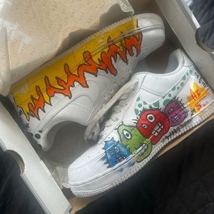 Custom White Nike Air Force 1’s. Size 10